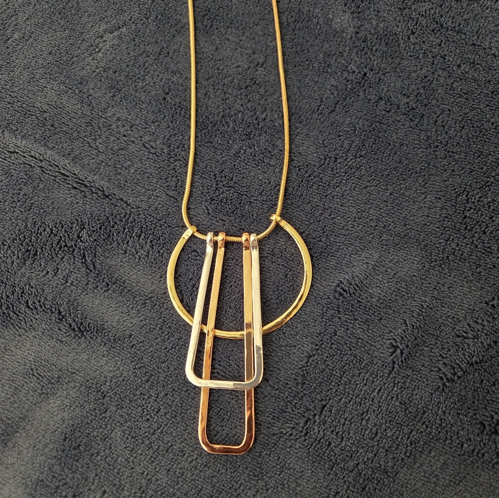 Art Deco Style Adjustable Necklace Copper Base With Silver, Rose Gold And Gold - Picture 2 of 8